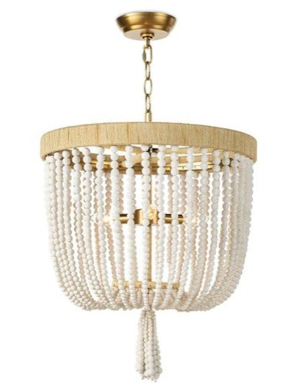 Люстра в современном стиле из белых деревянных бусин