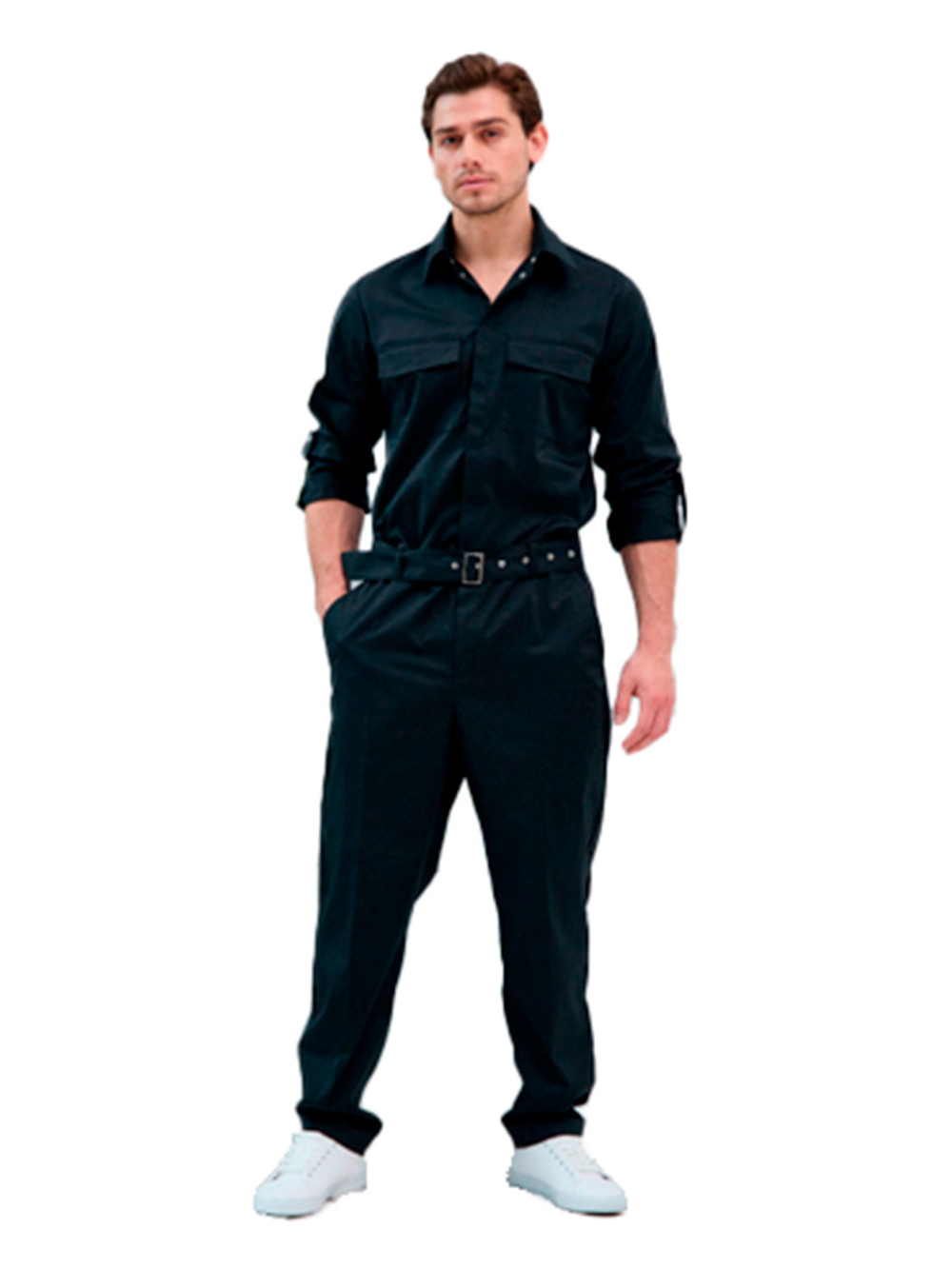 Комбинезон медицинский мужской Dr. Nice с поясом с пряжкой, черный, 50