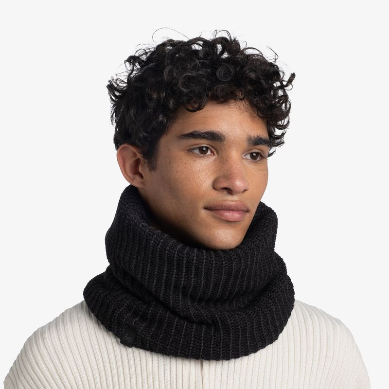 Вязаный шарф-труба с флисом Buff Neckwarmer Knitted Fleece Vaed Black Фото 2