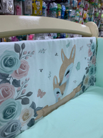 Комплект в кроватку 6 предметов "Олени зеленый", сатин