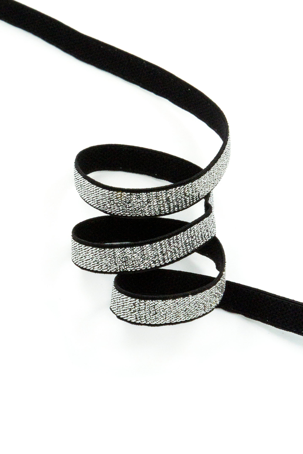 Резинка бретелечная чёрная с серебром 10 мм