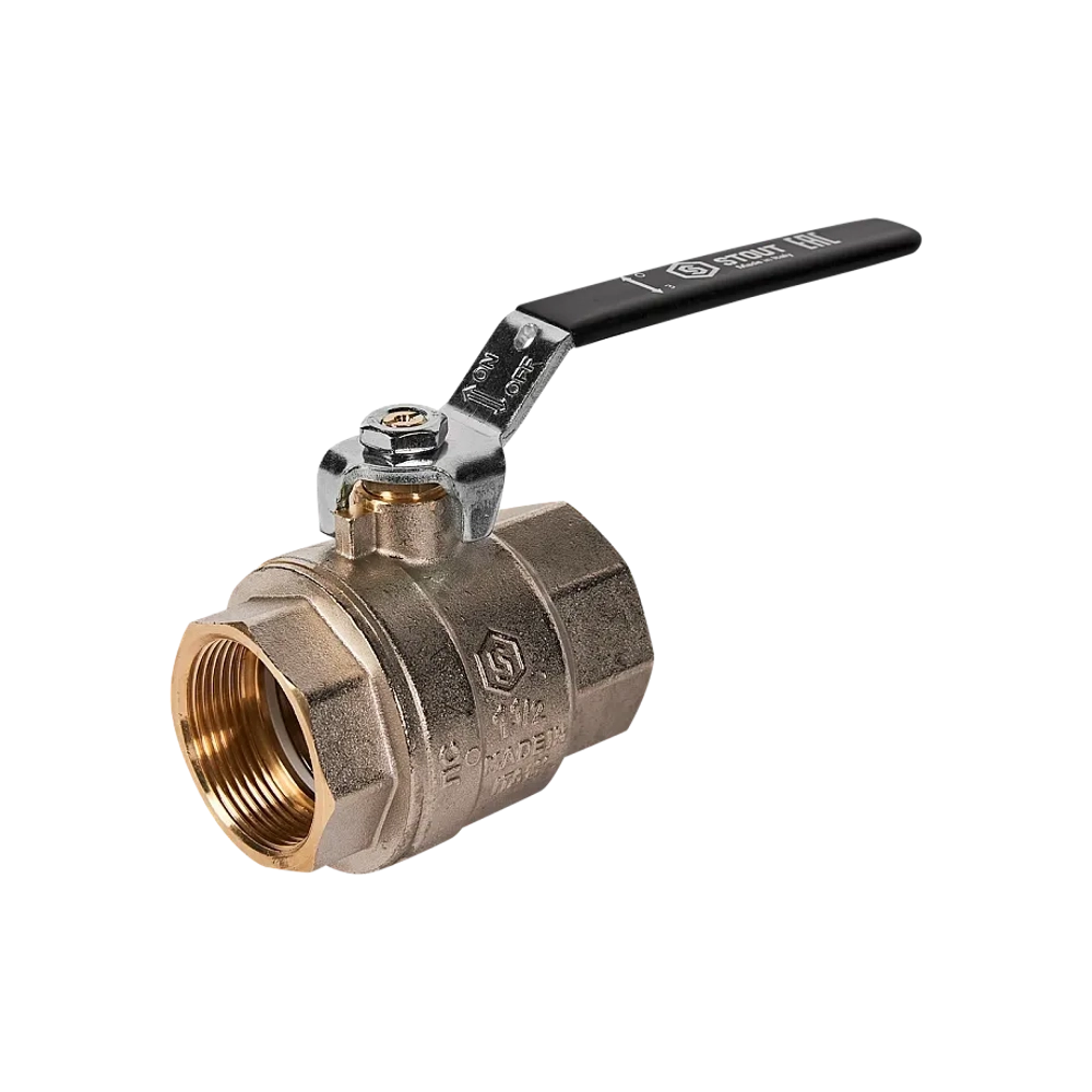 Кран шаровой полнопроходной STOUT - 1"1/2 (ВР/ВР, PN40, Tmax 150°C, ручка-рычаг черная)