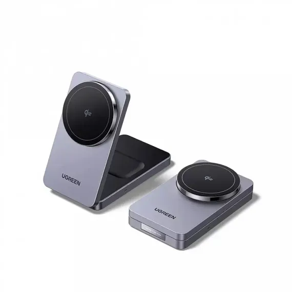 Ugreen W706 2-in-1 Wireless Charger Qi2 for Iphone 15W, AirPods Grey
