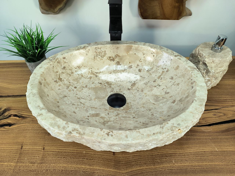 Раковина из мрамора Erozy Cream EM-65761 51х40х15 из натурального камня