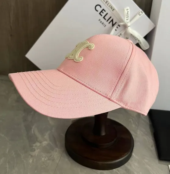 Бейсболка CELINE Triomphe из хлопка, розовая