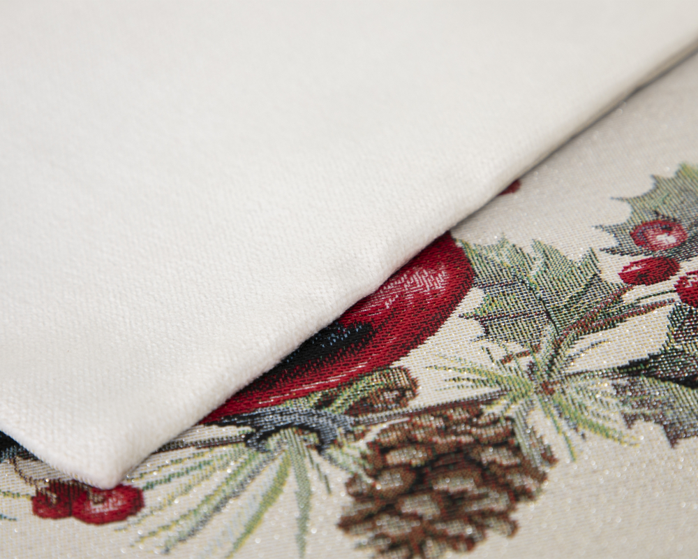 Наволочка декоративная 45х45см Mix&Match Home Новогодние друзья Снегири серебристый