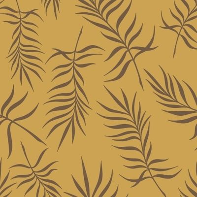 КОРИЧНЕВЫЕ ФИНИКОВЫЕ  ЛИСТЬЯ НА ГОРЧИЧНОМ ФОНЕ