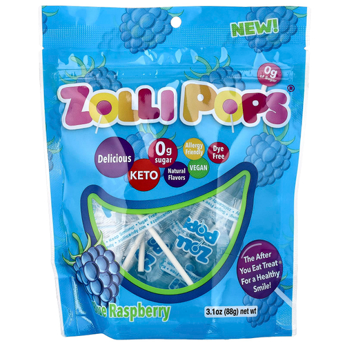 Zollipops, The Clean Teeth Pops, голубая малина, 88 г (3,1 унции)