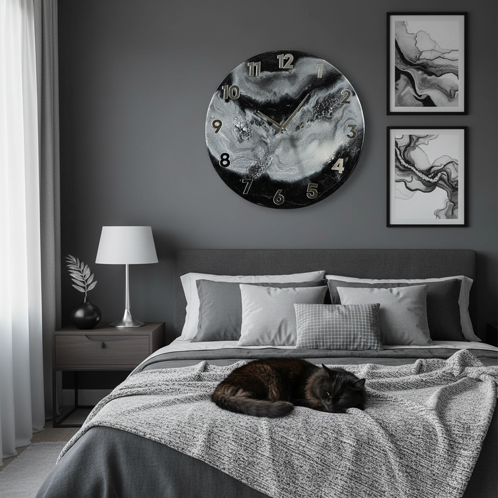 Настенные часы «Мраморный срез» 50 см из эпоксидной смолы ручной работы подарочные