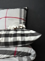 Комплект постельного евро-стандарт SQUARE BURBERRY GREY, 100% хлопок