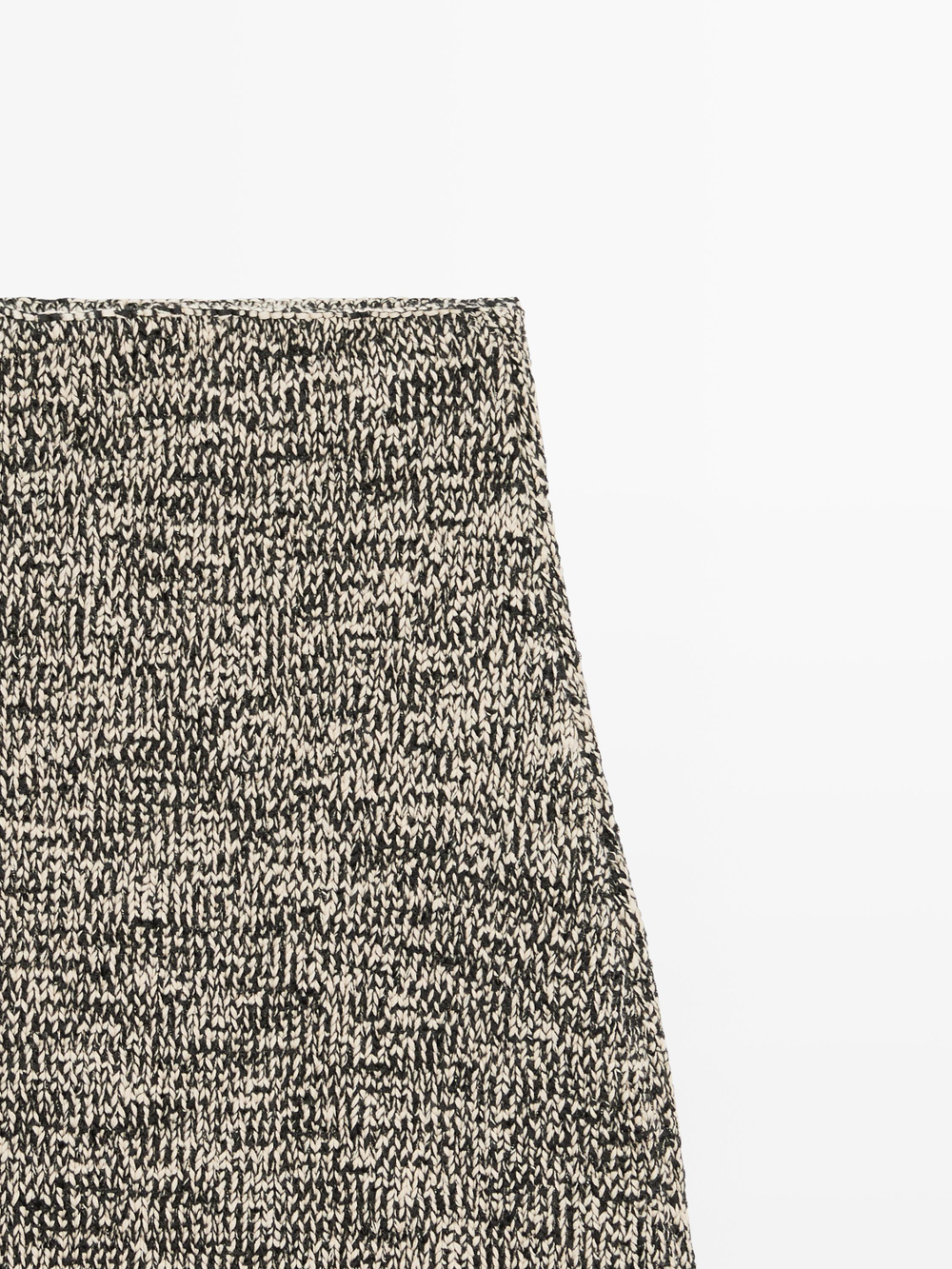 Massimo Dutti Вязаная юбка с бахромой, черный