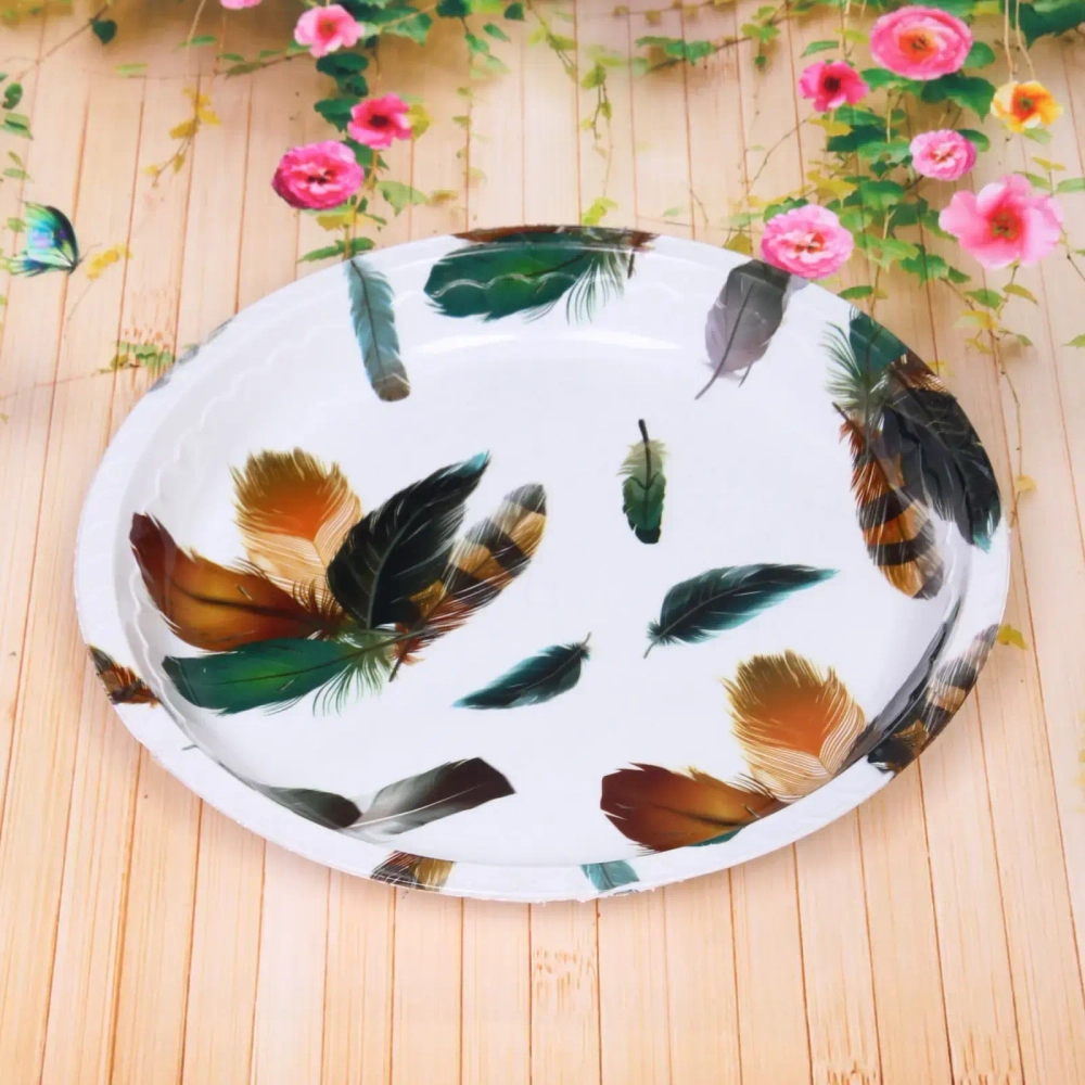 Поднос пластиковый «Волшебные перья» 25см белый
