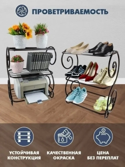 Универсальная этажерка Винтаж-4 чёрная