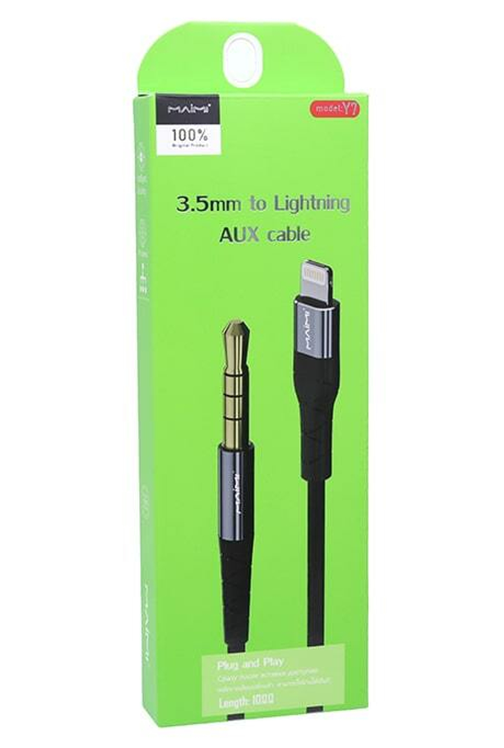 Переходник MAIMI Y7 Lightning - Aux 3.5 (черный)