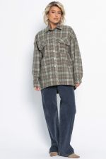 Пальто-рубашка Хармони (зелено-коричневая) Б15040-5М LT Collection