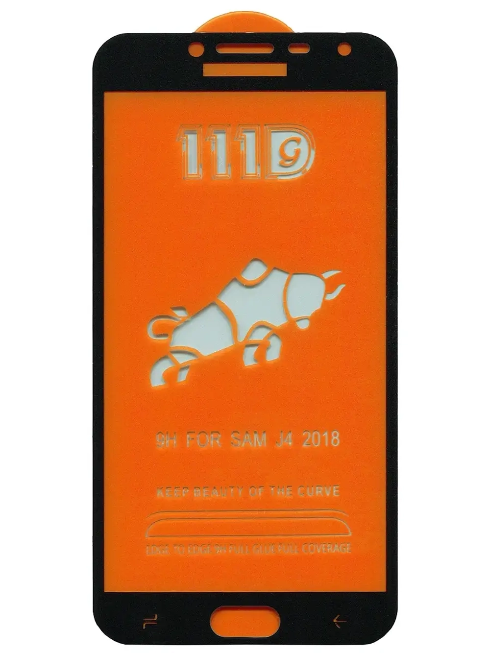 Защитное стекло Glass для Samsung Galaxy J4 (2018) /111D полный клей, черная рамка