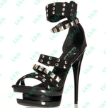 Туфли c фигурной платформой и клёпками