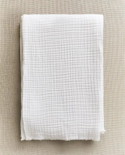 ZARA HOME ПЛЕД ИЗ ХЛОПКОВОГО МУСЛИНА, БЕЛЫЙ