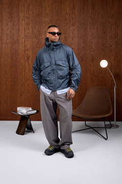 Куртка Nothomme Blue Monte Short-Sleeved Hooded Work Jacket With Curved Blades "Round Mirror Blue"w