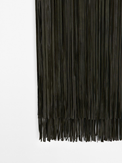 Massimo Dutti Юбка миди из кожи наппа с кисточками, зеленый