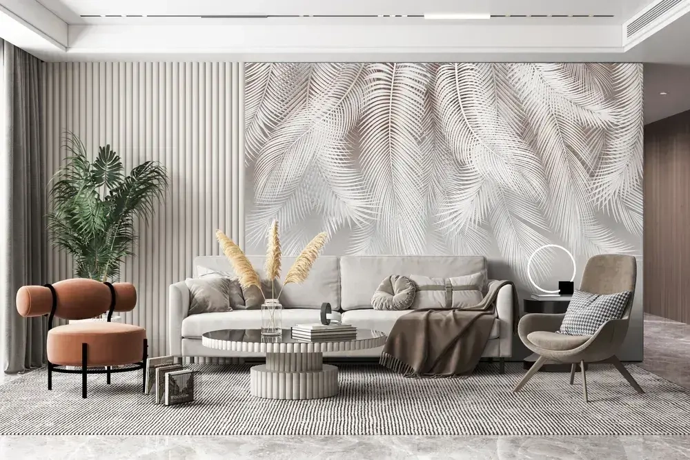 Фотообои 400х270см Пальмовые листья виниловые на флизелиновой основе, бренд POLIMAR, арт.144-477