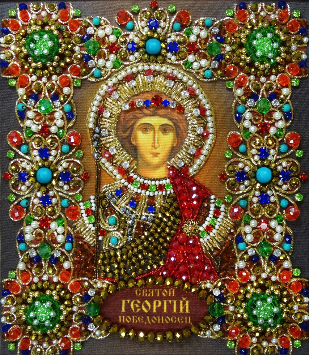 Принт-Ии36 Ткань с нанесенной авторской схемой Святой Георгий