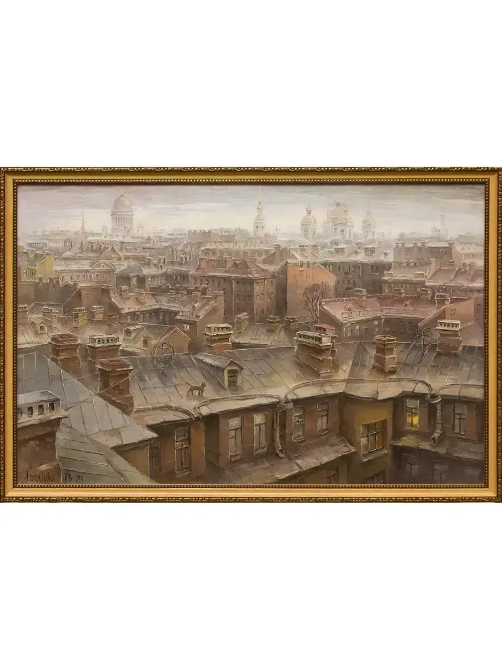Картина маслом Крыши в Коломне Лобановаа