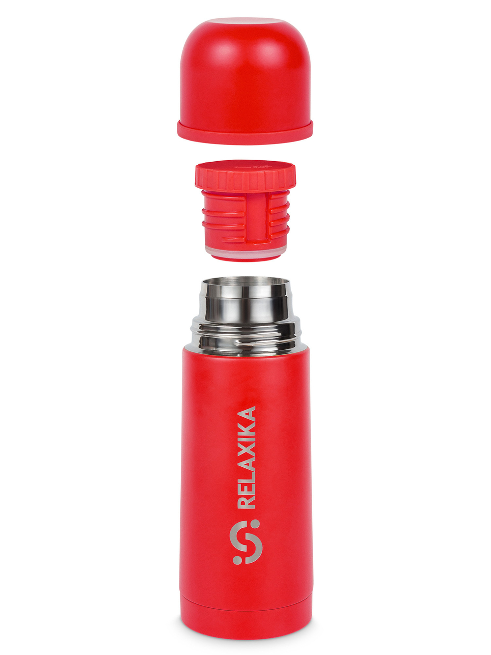 Термос Relaxika 101 (0,35 литра), красный (стикерпак "Альпинизм")