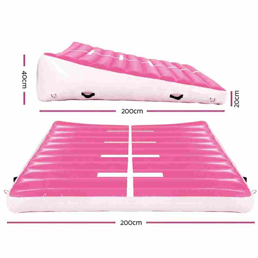 Надувной гимнастический мат-коврик «Старт» для занятий 2×2×0,4 м, розовый