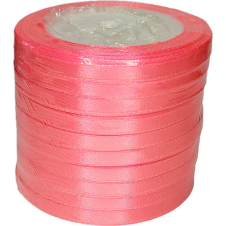 Лента упаковочная атласная 6мм, 22 м фуксия (10шт/уп)