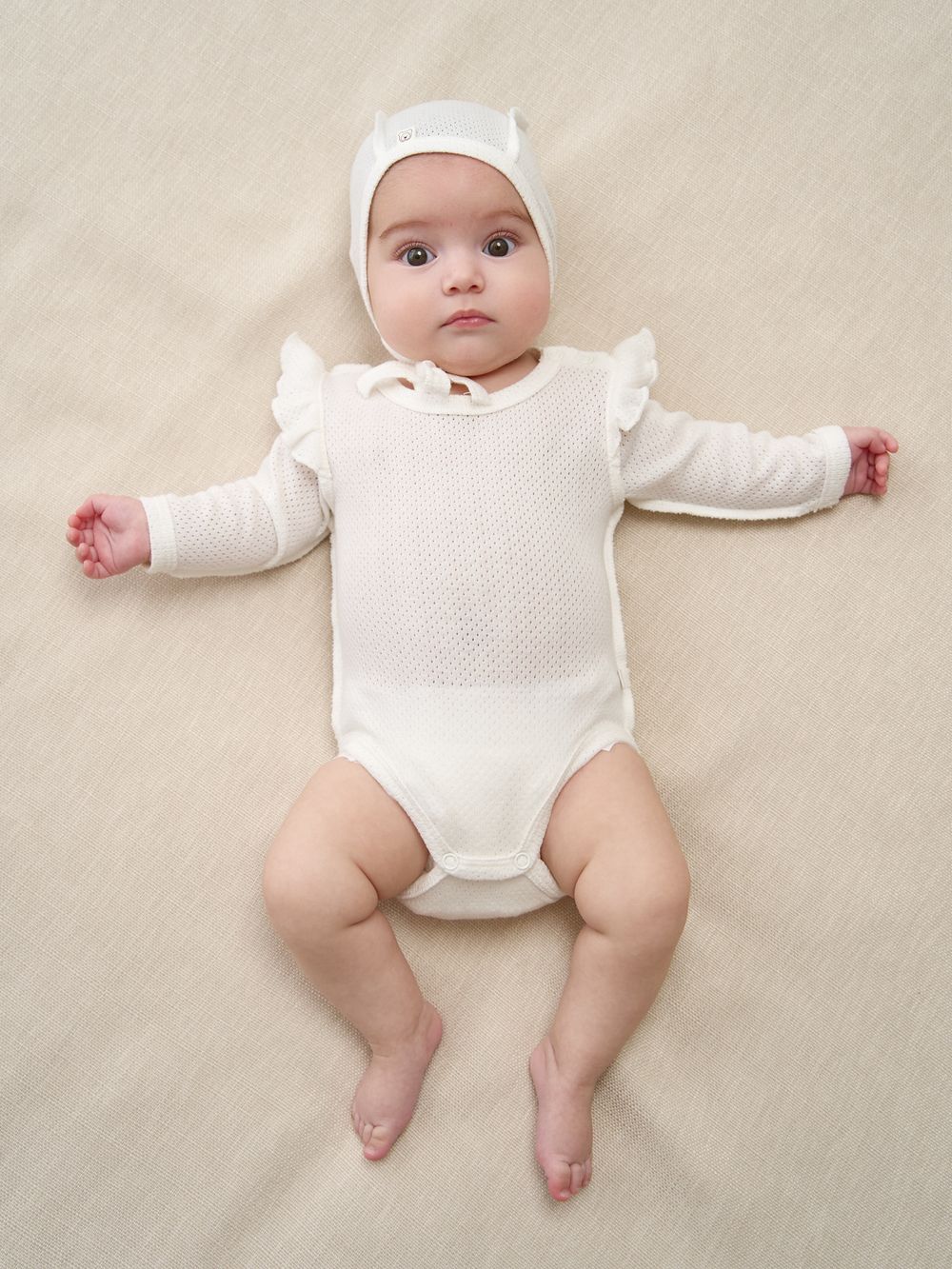 Боди с крылышками "Молоко" из ажурного хлопка 0+