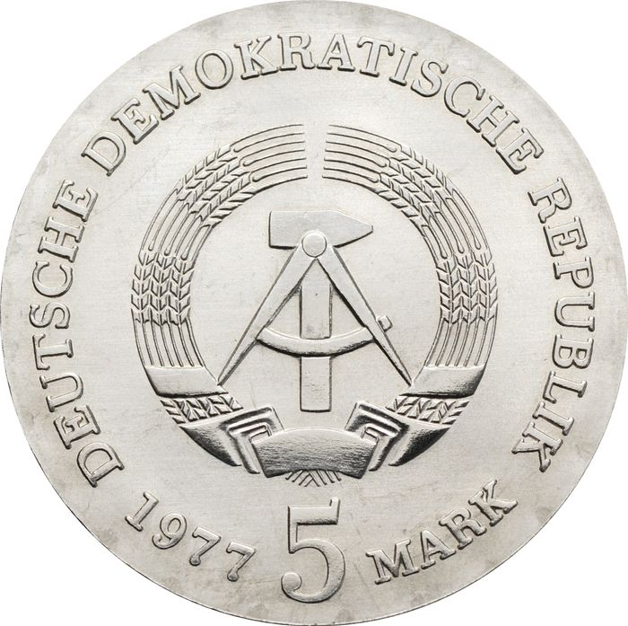 5 марок 1977 Германия (ГДР) «125 лет со дня смерти Фридриха Людвига Яна»