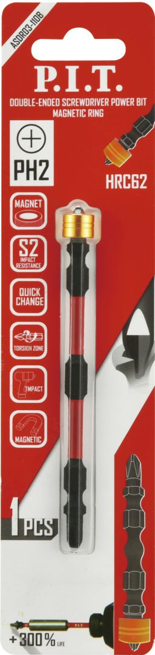 Бита двусторонняя магнитная PIT PH2-PH2x110мм(ASDR03-110B)