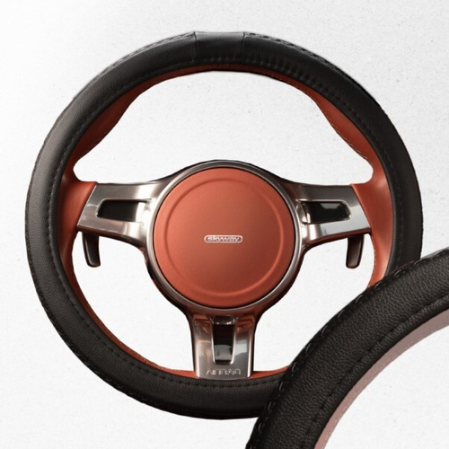 Оплетка руля S 35-36 см экокожа черная с плетением ECO Modern-5 (SKYWAY)