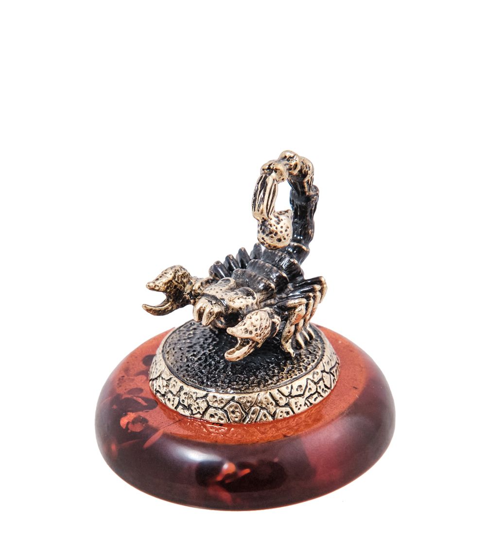 Народные промыслы AM- 562 Фигурка «Знак зодиака Скорпион» (латунь, янтарь)