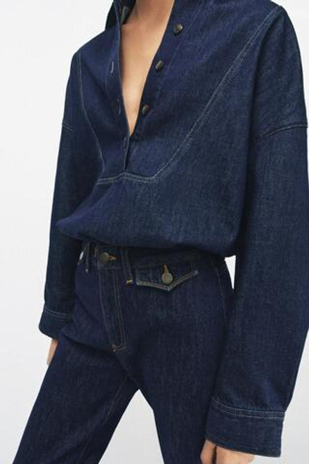 ZARA ДЖИНСОВАЯ РУБАШКА ZW COLLECTION, СИНИЙ