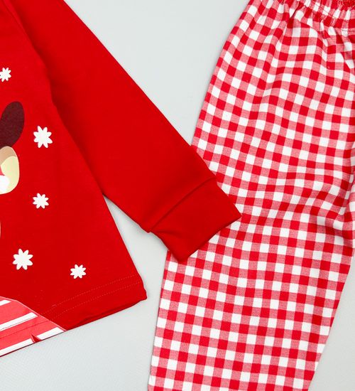 Пижама хлопковая Новогодняя, Красный/красный