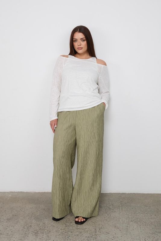 Лонгслив двухслойный на одно плечо, молочный