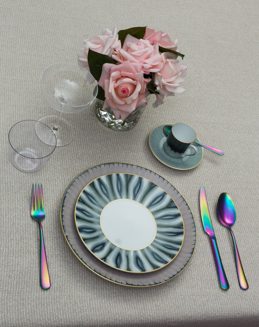 Набор столовых приборов 24 предмета Herdmar Luxor Rainbow 56 цвет радуги матовый