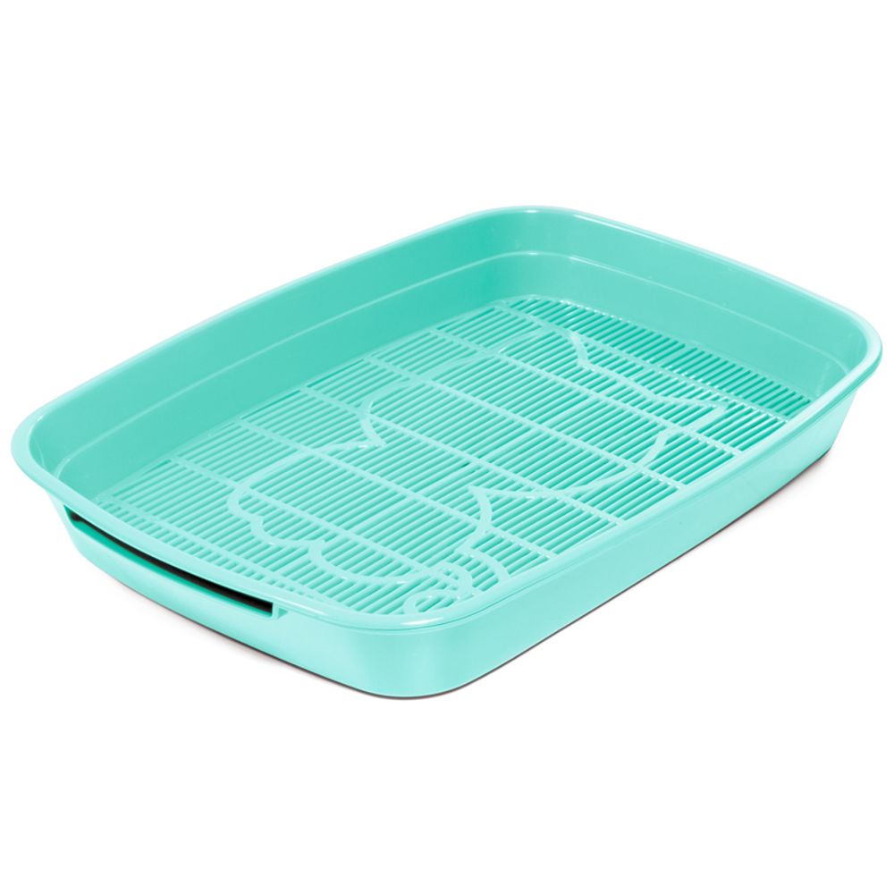 Туалет для кошек с сеткой малый "Леопольд", светло-бирюзовый, 340*260*50мм, Gamma