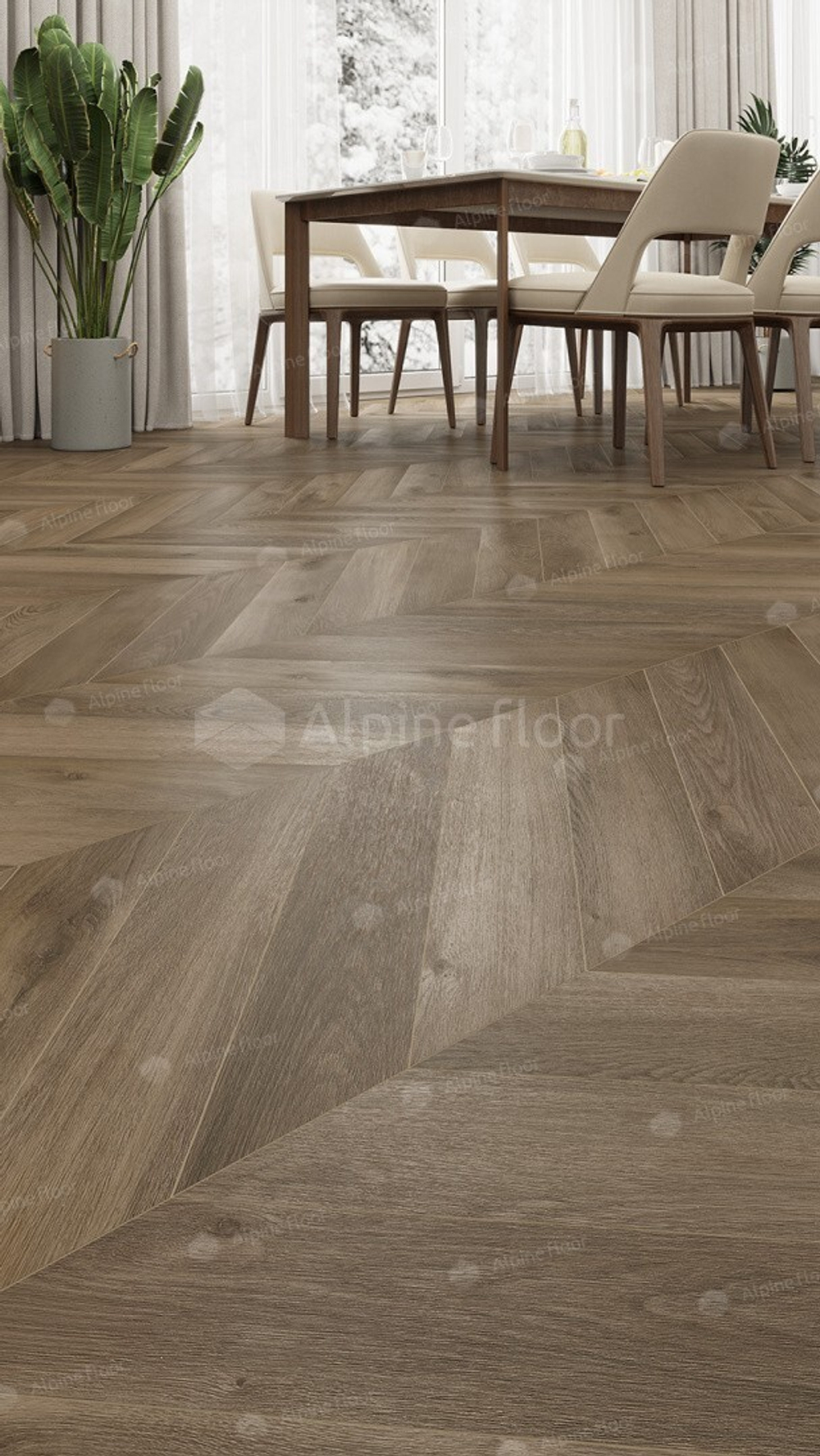 Кварцвиниловая плитка Alpine Floor CHEVRON Дуб Насыщенный ECO 18-4 - Магазин напольных покрытий в Екатеринбурге. MAXI ПОЛ.