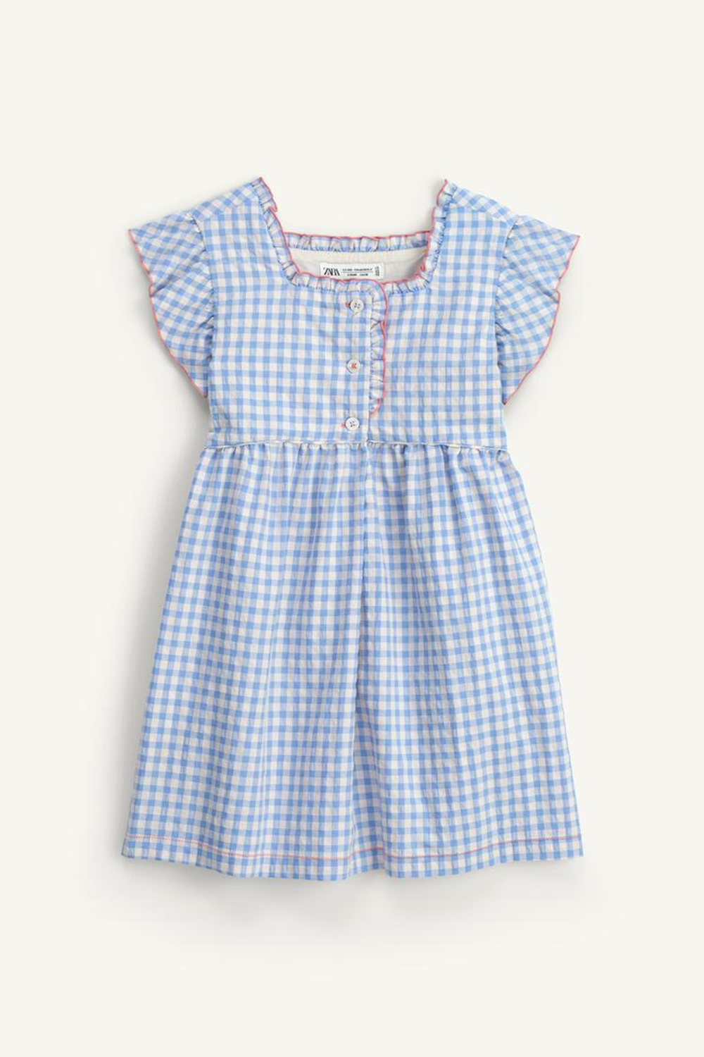 ZARA ПЛАТЬЕ В КЛЕТКУ, СВЕТЛО-ГОЛУБОЙ