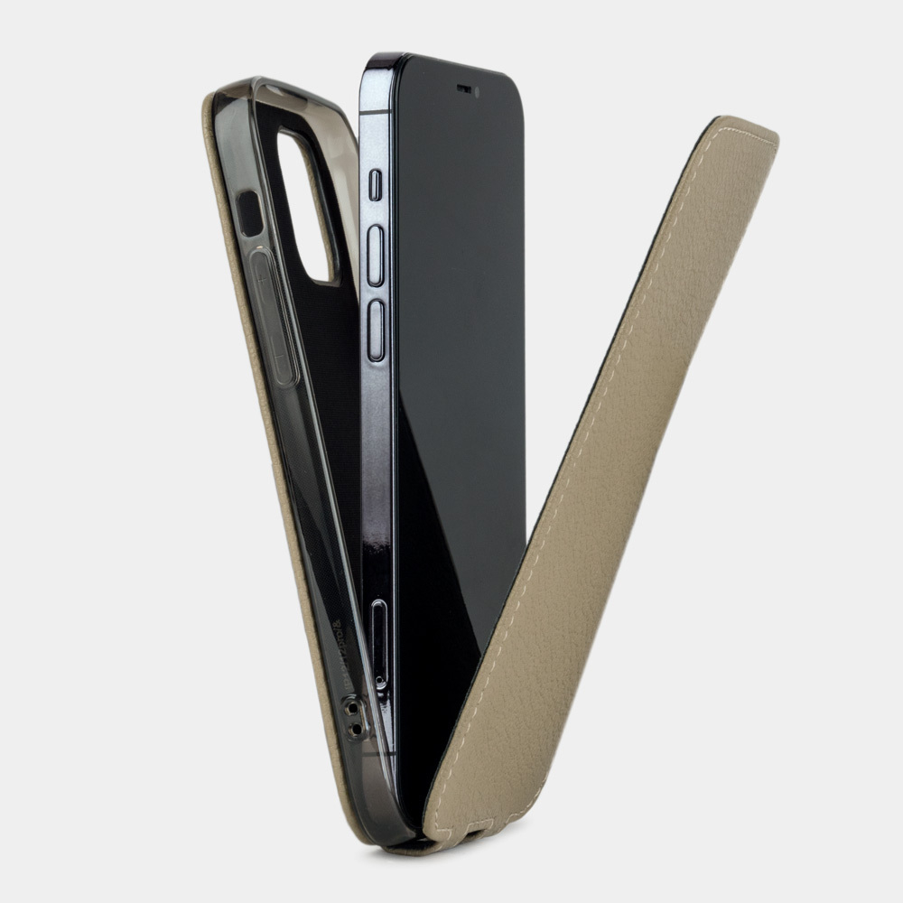 Чехол для iPhone 12 Pro Max из натуральной кожи козы, бежевого цвета