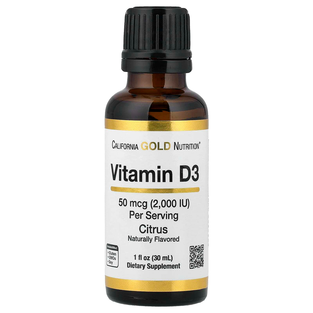 California Gold Nutrition, витамин D3 (цитрус), 30 мл (1 жидк. унция)