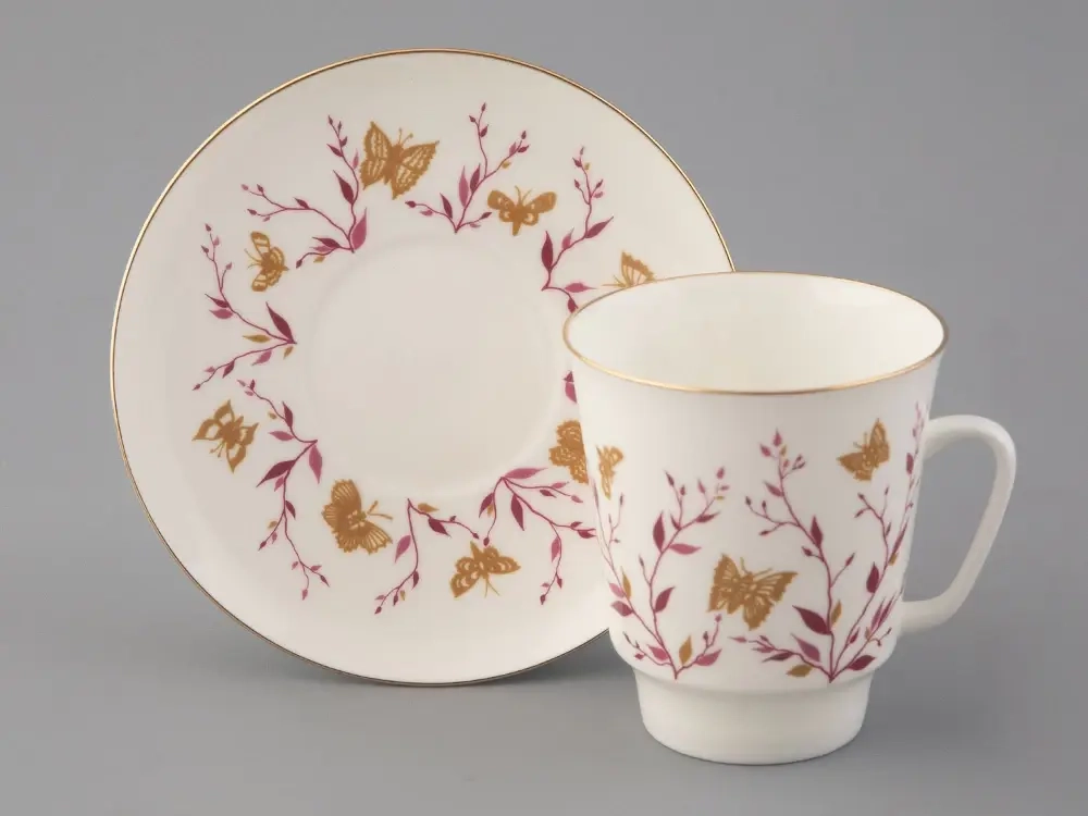 Чашка с блюдцем кофейная 165 мл форма Майская рисунок Розовые веточки арт. 81.13735.00.1