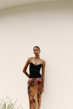 ZARA ХЛОПКОВЫЙ ТОП НА БРЕТЕЛЯХ, ЧЕРНЫЙ