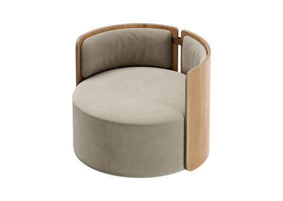 Кресло крутящееся Lagom 800 (светло-бежевый FiberGuard, натуральный дуб)