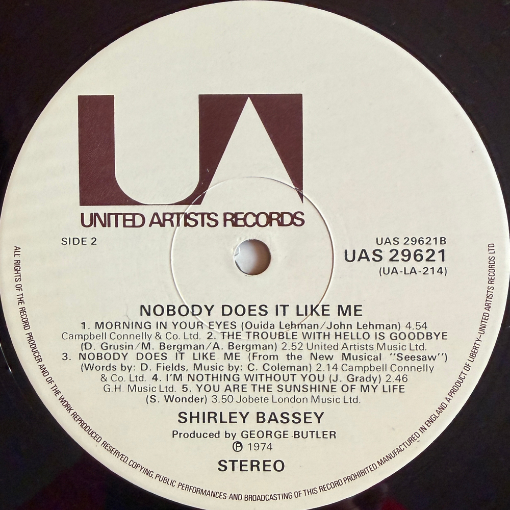 Shirley Bassey - Nobody Does It Like Me (Англия 1974г.)