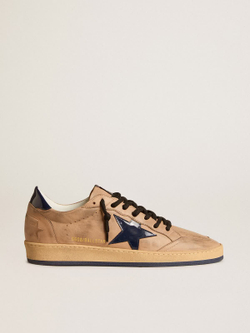 Men’s Ball Star in beige leather with blue patent leather star and heel tab