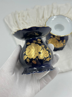 Подсвечник кобальтовый с золотыми розами